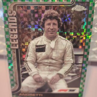 Mario Andretti 40/99 [Green Checker Flag Refractor] #161 2025 Topps Chrome Formula 1