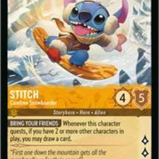 Disney Lorcana: Winterspell RARE Stitch - Carefree Snowboarder #7/204
