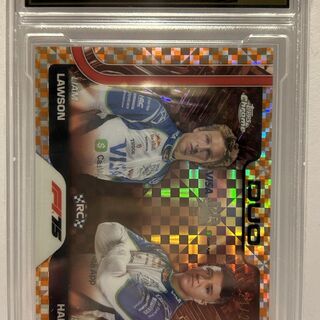 Topps F1 Chrome 2025: Duo Liam Lawson & Isack Hadjar #169 Orange Checker Flag (21/25)
