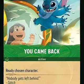 Disney Lorcana: Azurite Sea RARE FOIL You Came Back #97/204
