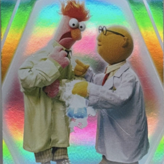 Topps Disney 2026: Neon - Dr Bunsen Honeydew & Beaker #193 Rainbow Foilboard
