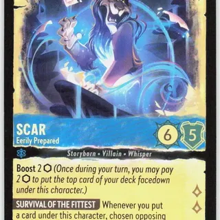 Disney Lorcana: Whispers In The Well SUPER RARE FOIL Scar - Eerily Prepared #153/204