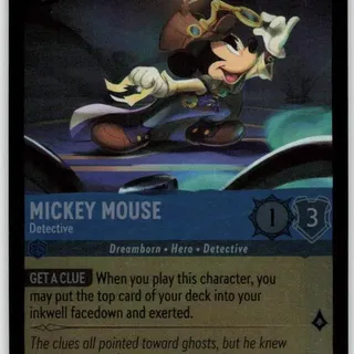Disney Lorcana: Whispers In The Well COMMON FOIL Mickey Mouse - Detective #160/204