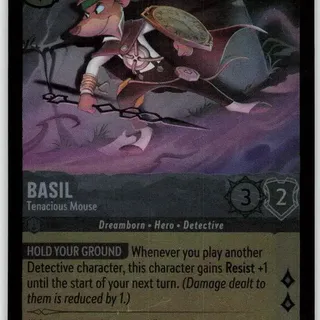 Disney Lorcana: Whispers In The Well COMMON FOIL Basil - Tenacious Mouse #179/204
