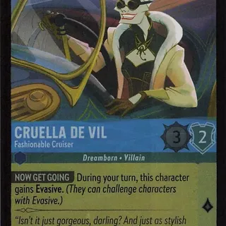 Disney Lorcana: Fabled COMMON FOIL Cruella De Vil - Fashionable Cruiser #145/204