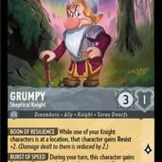 Disney Lorcana: Shimmering Skies SUPER RARE Grumpy - Skeptical Knight #186/204